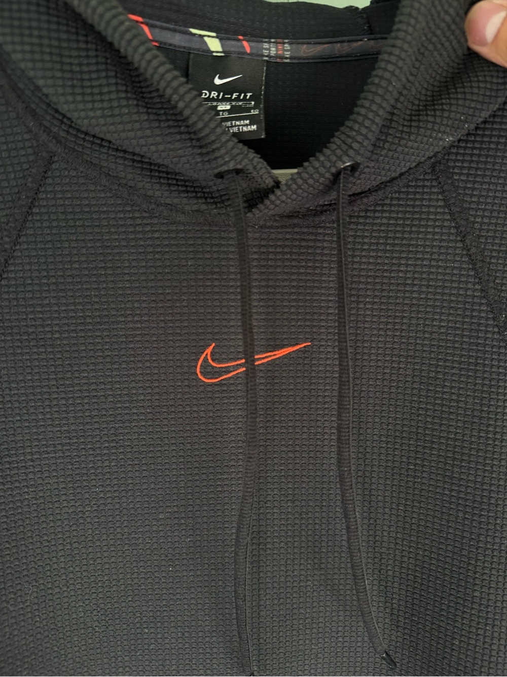 Nike Black Hooded Waffle-Knit Pullover Sweatshirt - Picture 5 of 6